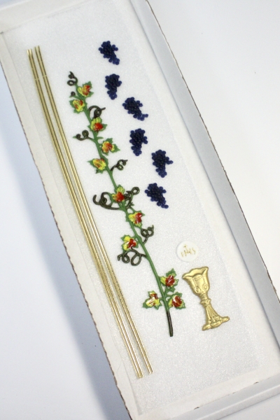 Preview: Kommunion | Bastelset | No.111 | Kommunionkerze selber machen | Weinranke mit Kreuz und Kelch